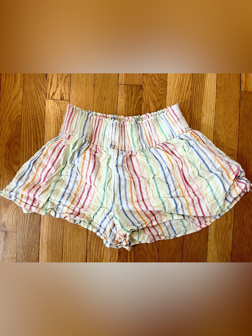 Crown & Ivy XS white shorts with Multicolor Pastel Stripes